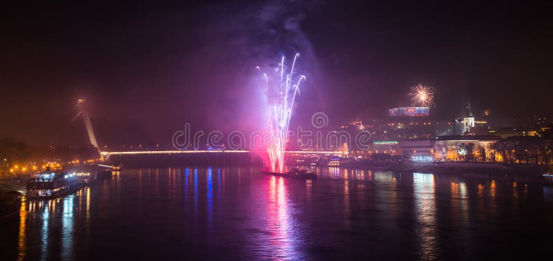 Fireworks over the River in the City