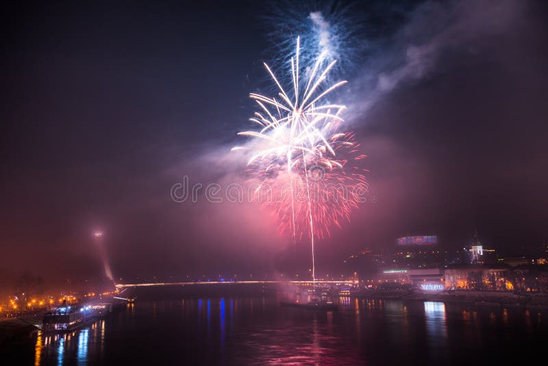 Fireworks over the River in the City