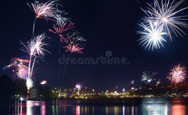 Fireworks over Stockholm, New Year's Eve