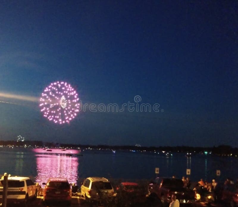 Fireworks Over Whitmore Lake Stock Photo Image of indeoendence