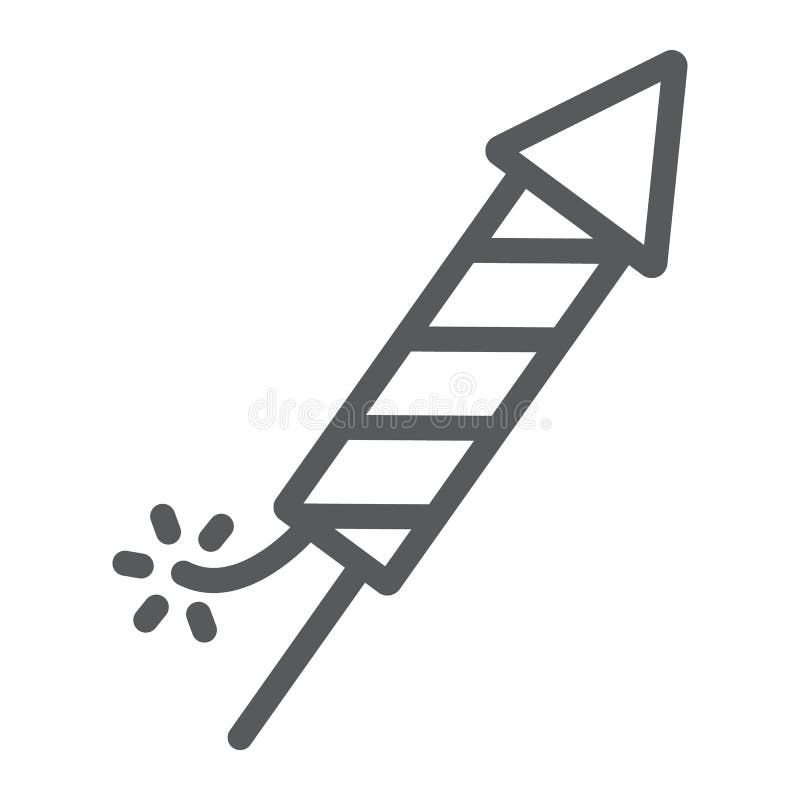 Fireworks rocket line icon, party and celebration, rocket sign, vector graphics, a linear pattern on a white background. royalty free illustration