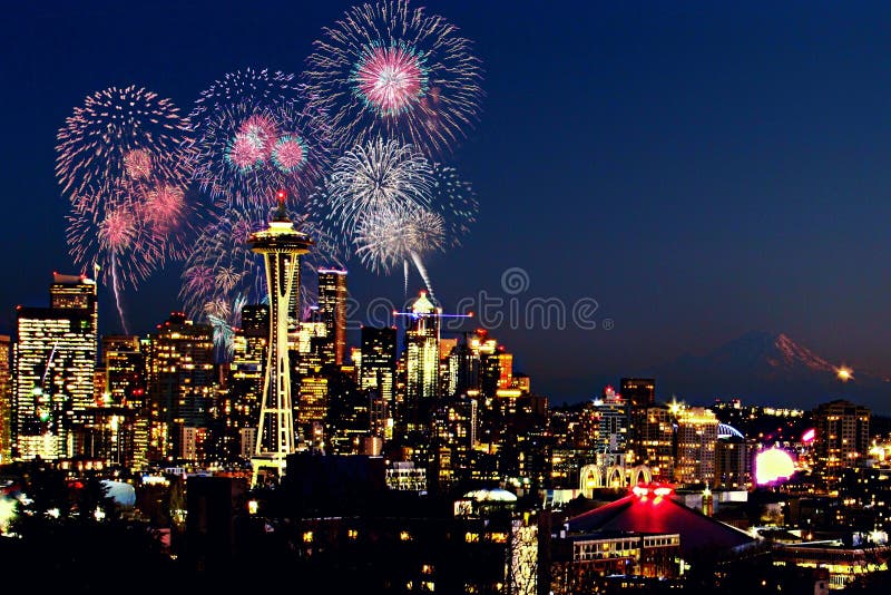 Fireworks in Seattle editorial image. Image of seattle 226900415