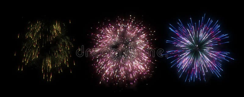 Fireworks in the sky with black background vector illustration