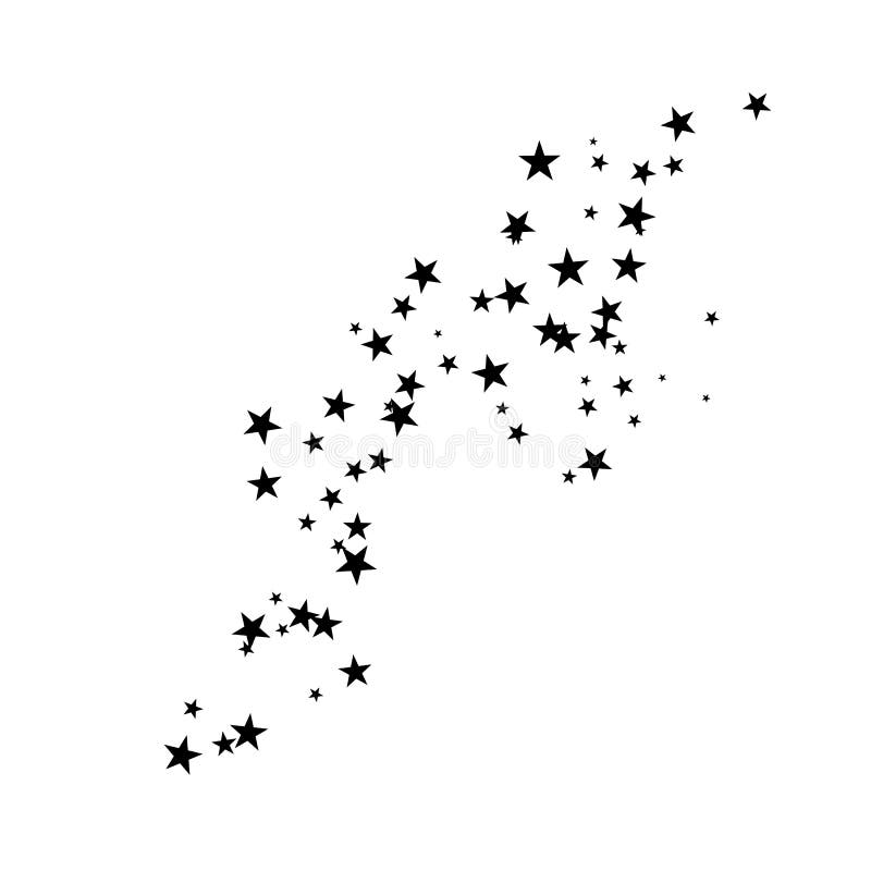 Fireworks star random source stream.  Falling Star. Stars on a white background.