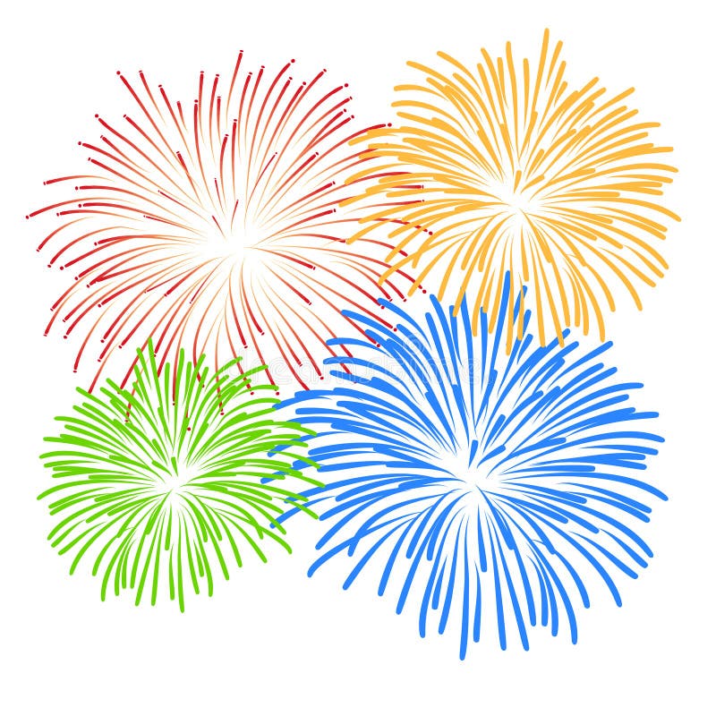 Fireworks on white background Vector illustration