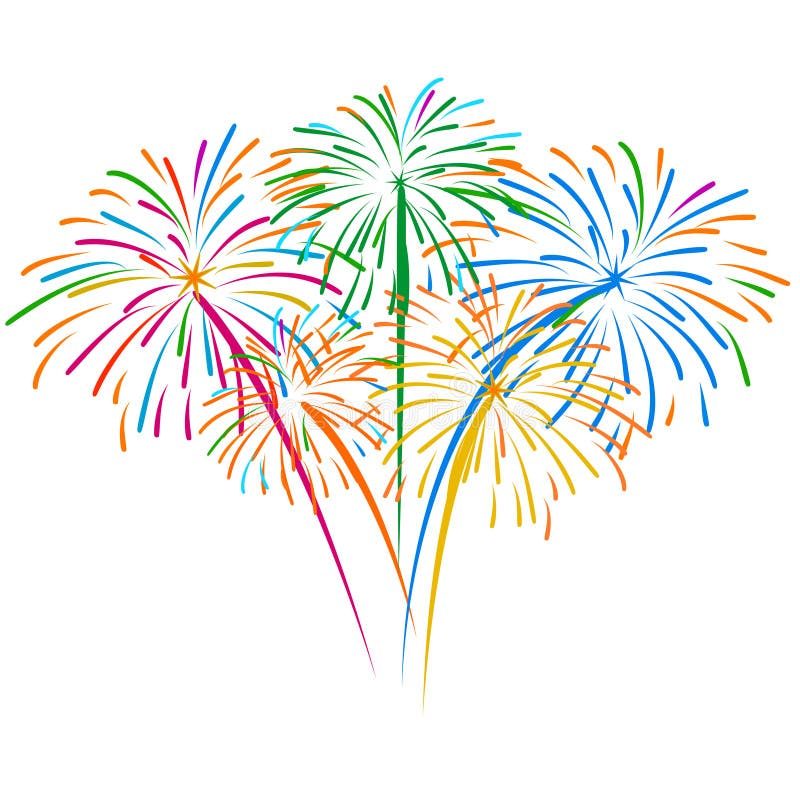 Fireworks on white background Vector illustration