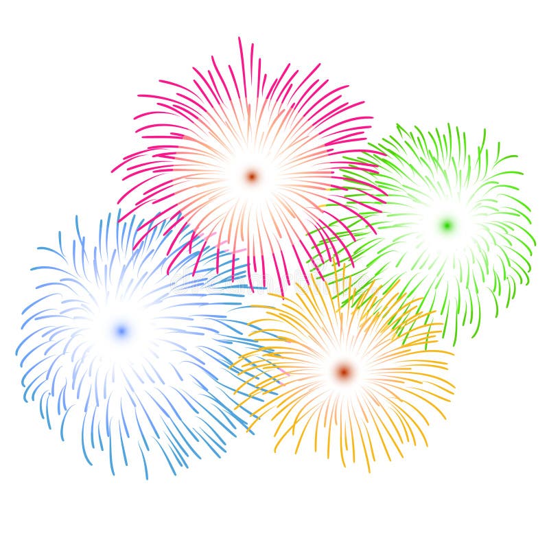 Fireworks on white background Vector illustration