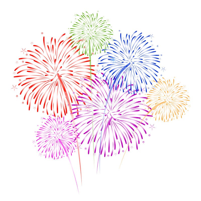 Fireworks on white background Vector illustration