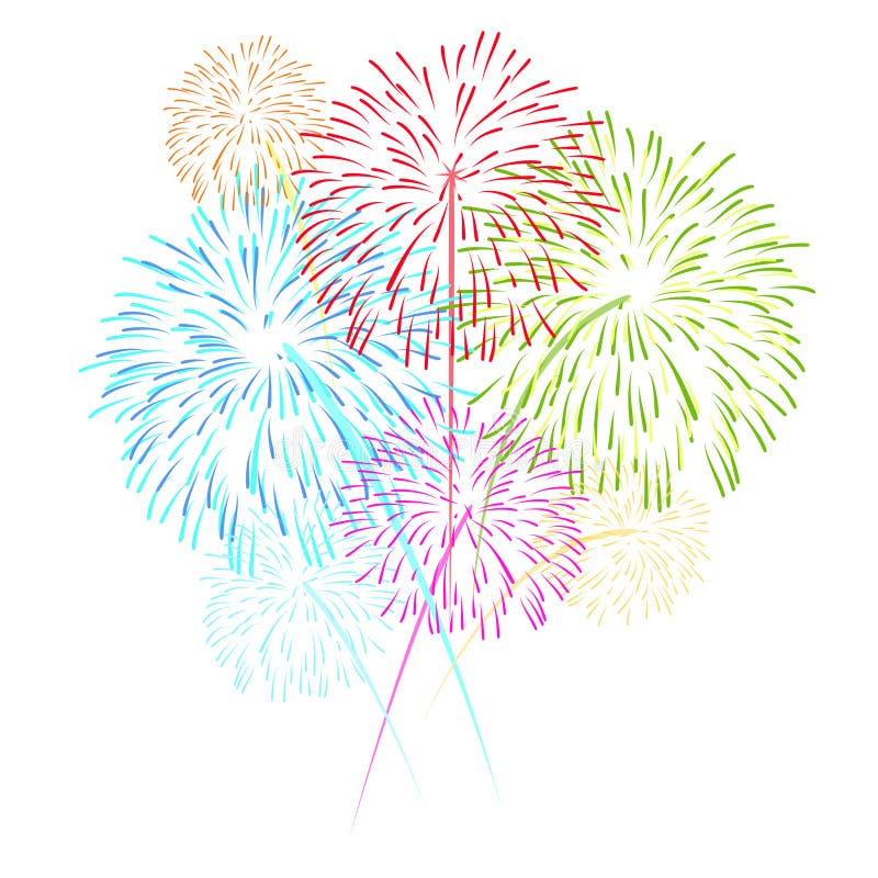 Fireworks on white background Vector illustration