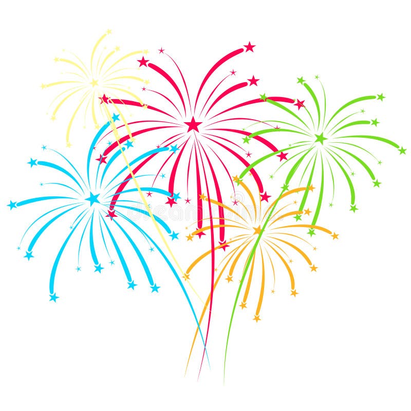 Fireworks on white background Vector illustration