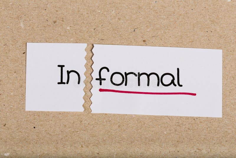 Firme con informal de la palabra dado vuelta en formal imagen de archivo Firme con informal de la palabra dado vuelta en formal imagen de archivo
