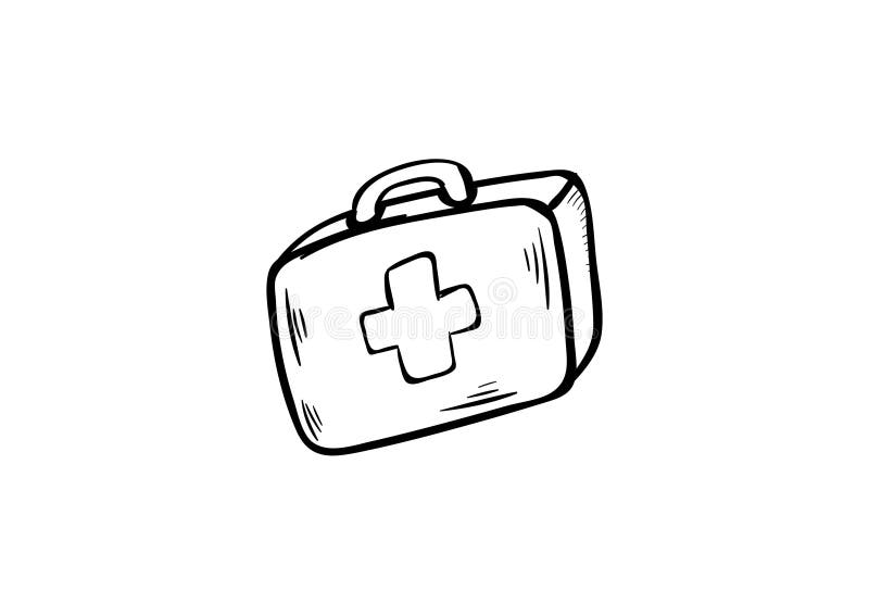 First Aid Box Doodle Icon Vector Stock Vector Illustration of