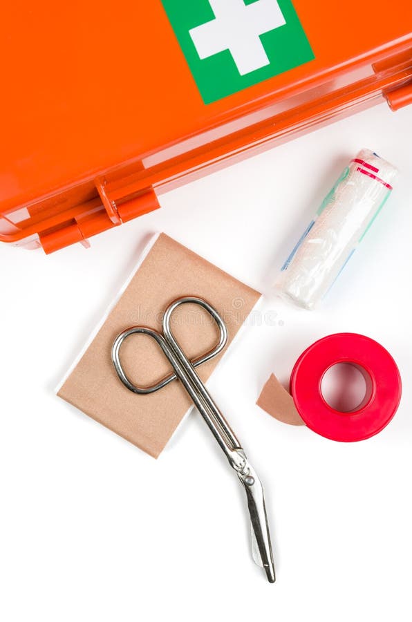 First Aid Kit with Dressing Material Stock Image Image of cross