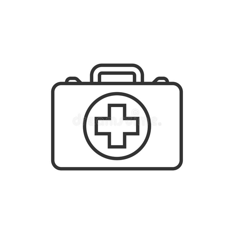 First aid kit icon in flat style. Health, help and medical diagnostics vector illustration on white isolated background. Doctor