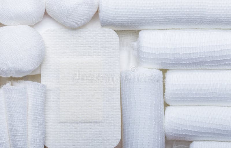 First Aid Kit with Medical Bandages and Plasters Stock Photo Image of