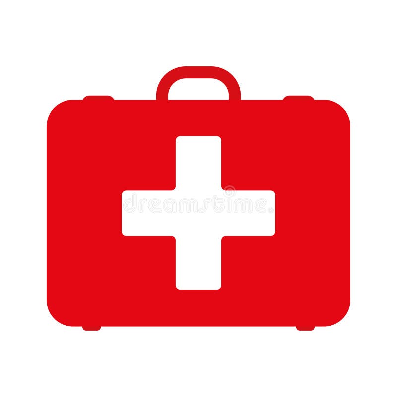 First aid kit. White first aid kit isolated on blue background. Health, help and medical diagnostics concept. Flat design. vector illustration First aid kit. White first aid kit isolated on blue background. Health, help and medical diagnostics concept. Flat design. vector illustration