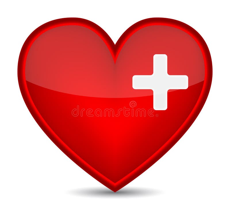 First Aid Medical Sign On Red Heart Shape. Stock Vector - Illustration