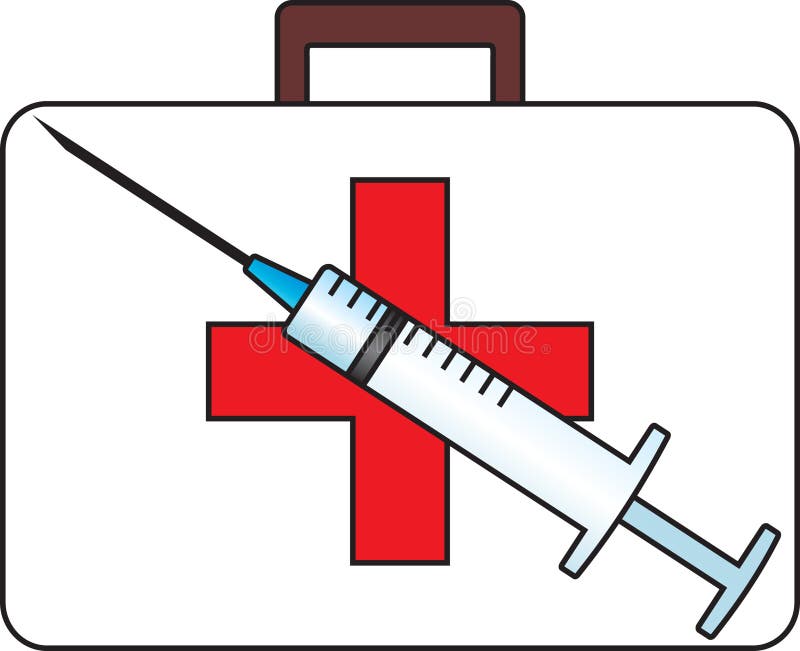 First-aid outfit and syringe stock illustration 