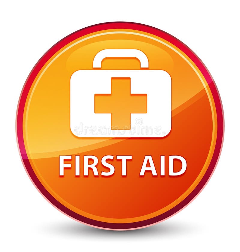 First Aid Special Glassy Orange Round Button Stock Vector