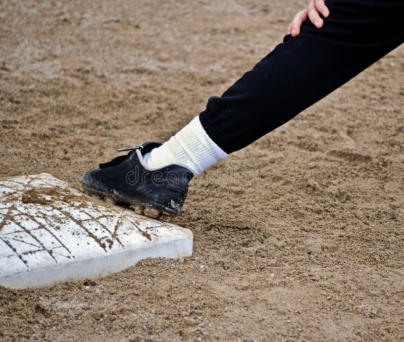 Baseball Player Foot on First Base Stock Image Image of leisure, sock