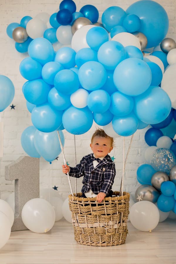 First birthday boy at his party royalty free stock photography.