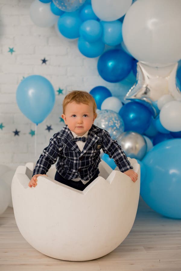 First birthday boy at his party royalty free stock photos.