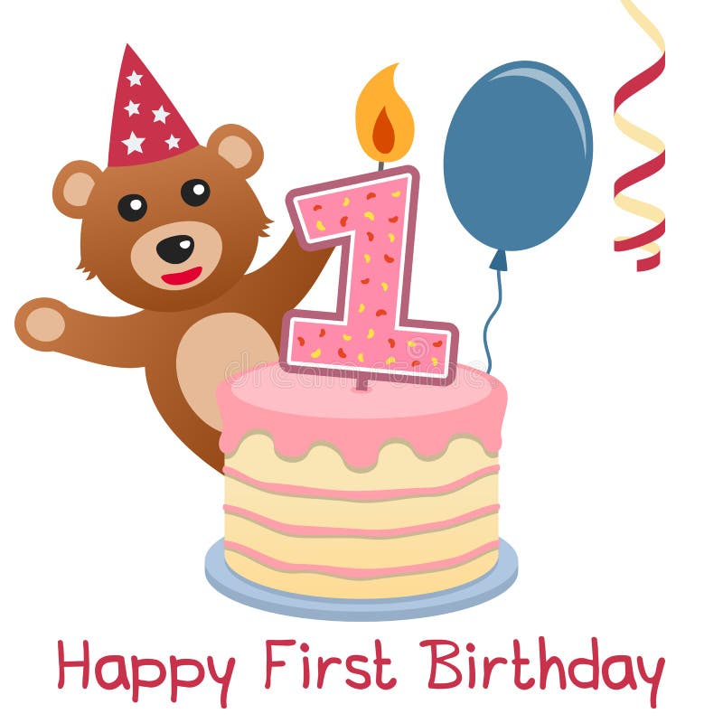 First Birthday Teddy Bear stock vector. Illustration of cartoon - 30649605