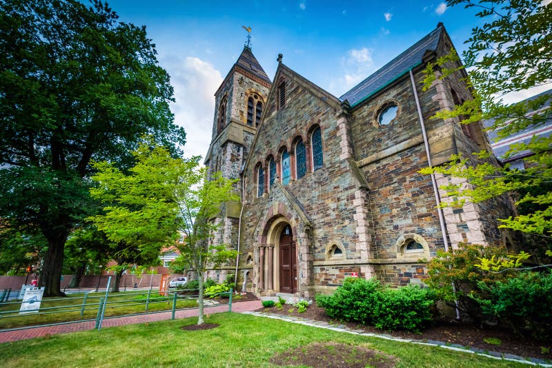 The First Church in Cambridge, in Cambridge, Massachusetts. Stock Photo