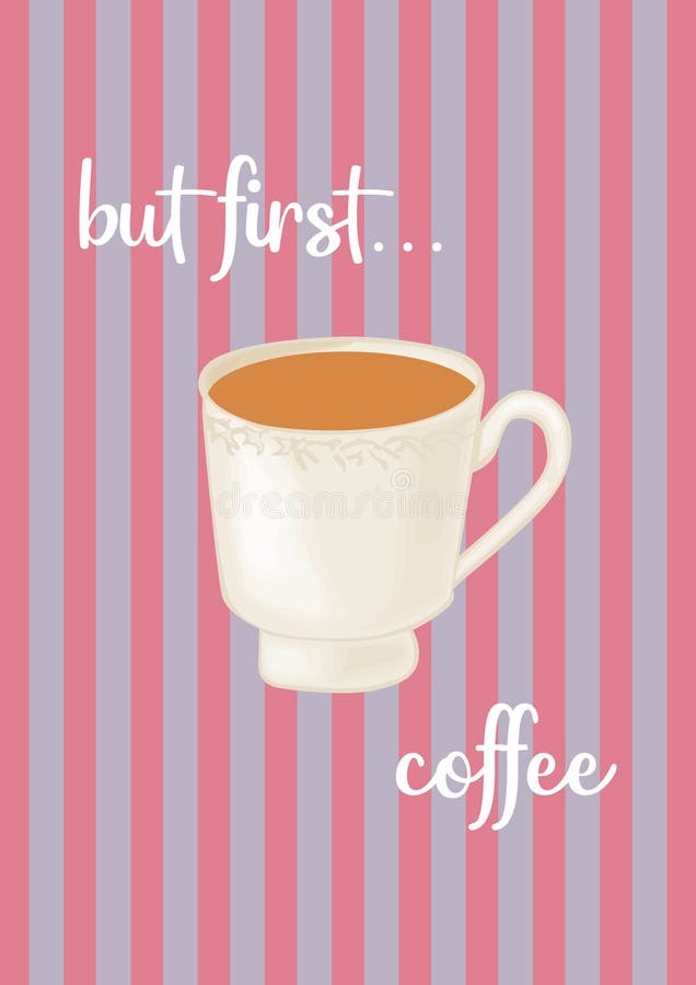 But First Coffee Vintage Stripes Poster Design stock illustration