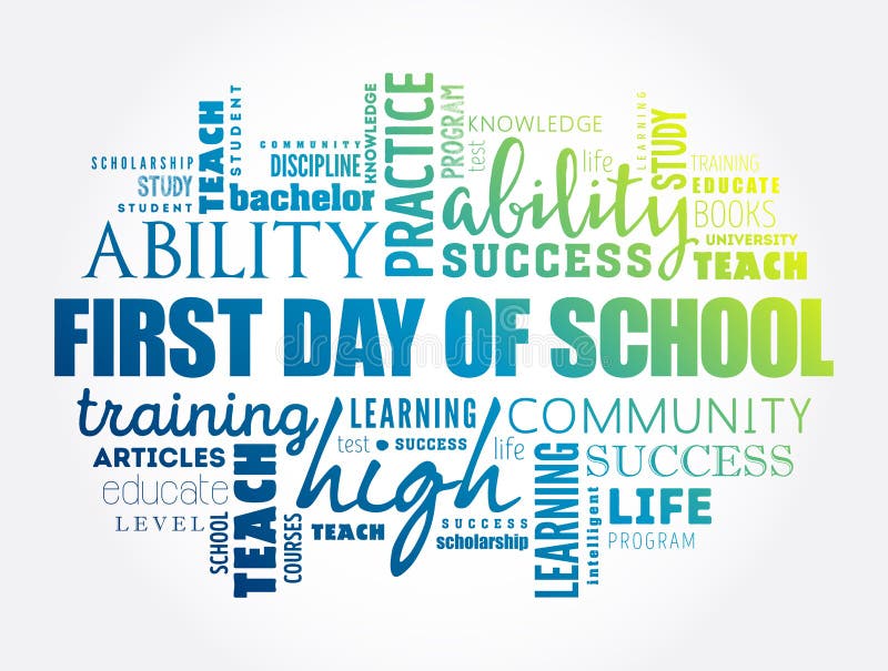 First Day of School Word Cloud Collage, Education Concept Background
