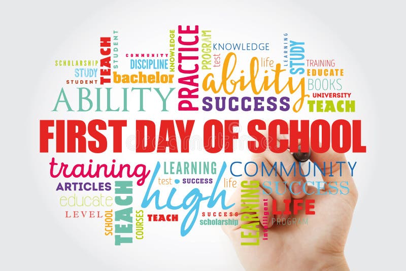 First day of school word cloud collage vector illustration