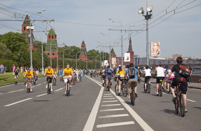 The first great Bicycle ride in Moscow royalty free stock image The first great Bicycle ride in Moscow royalty free stock image