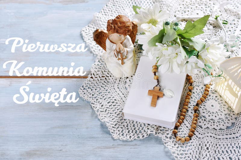 First Holy Communion Background with Text in Polish Translated As First  Holy Communion Stock Image - Image of lace, design: 179387355