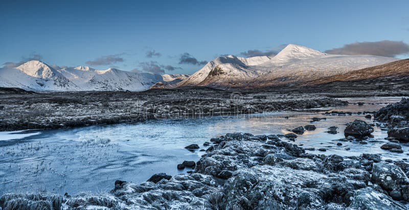 First Light on the Black Mount on Rannoch Moor Stock Image - Image of ...