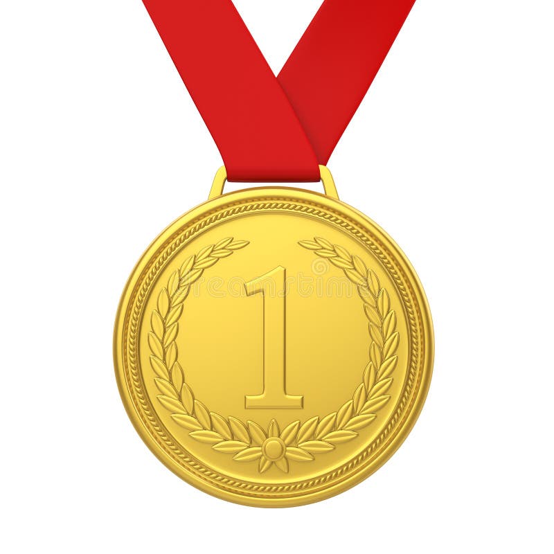 First Place Golden Medal Isolated Stock Illustration