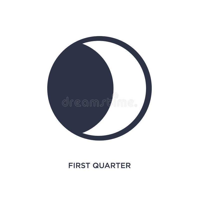 First quarter icon on white background. Simple element illustration from weather concept