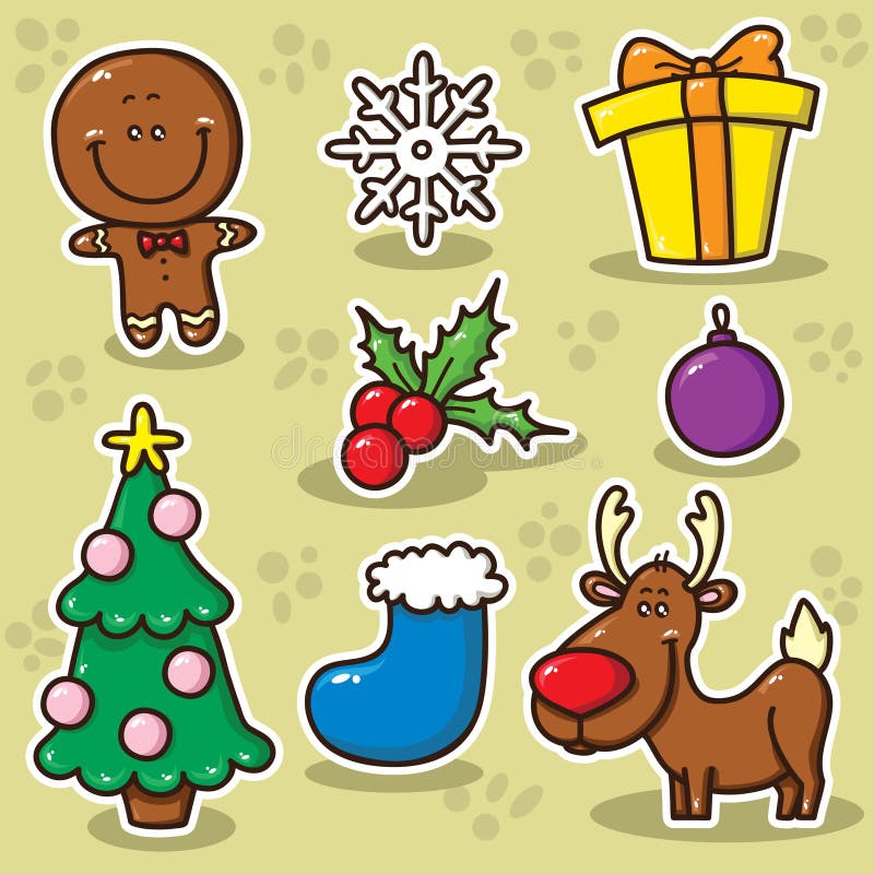 First set of Christmas icons. stock illustration