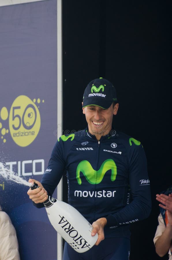 LIDO DI CAMAIORE, LUCCA - MARCH 11: The italian and winner of the race Adriano Malori celebrate the success and Blue shirt as leader during the First stage of Tirreno Adriatica raceon the 11th march, 2015,in Lido di camaiore, Lucca.