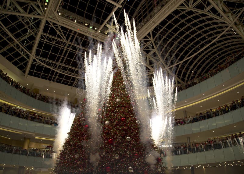 Firworks on Grand tree lighting celebration feat Galleria