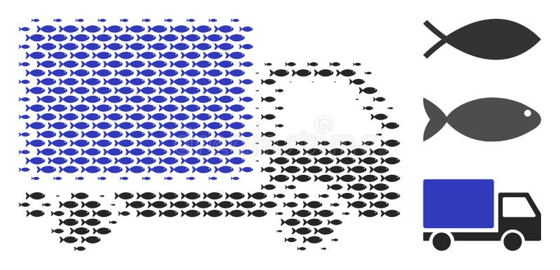 Fisch-Halbtonlieferung Lorry Mosaic stock abbildung