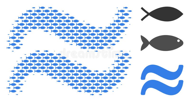 Fisch-Halbtonwasser-Wellen-Mosaik vektor abbildung Fisch-Halbtonwasser-Wellen-Mosaik vektor abbildung