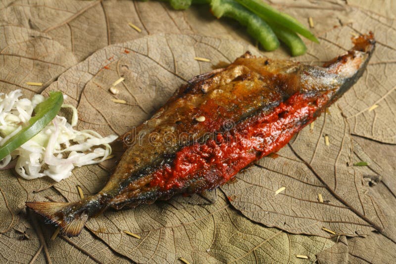 Fisch Recheado Ist Ein Gebratener Fisch Von Goa, Indien Stockbild ...