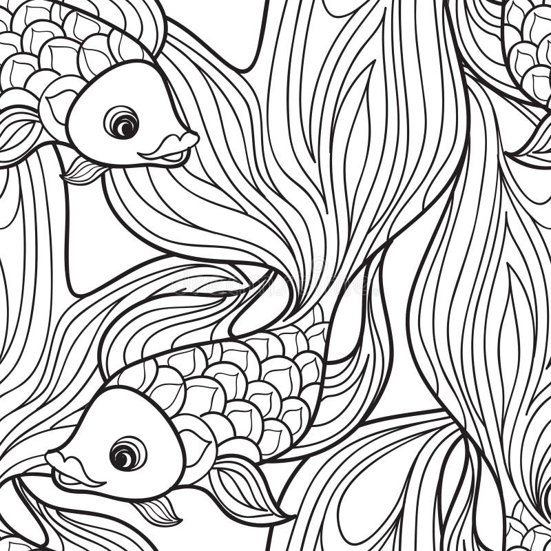 Fische lokalisiert Hand gezeichnete Gekritzellinie dekoratives Meeresflora und -fauna-BAC vektor abbildung Fische lokalisiert Hand gezeichnete Gekritzellinie dekoratives Meeresflora und -fauna-BAC vektor abbildung