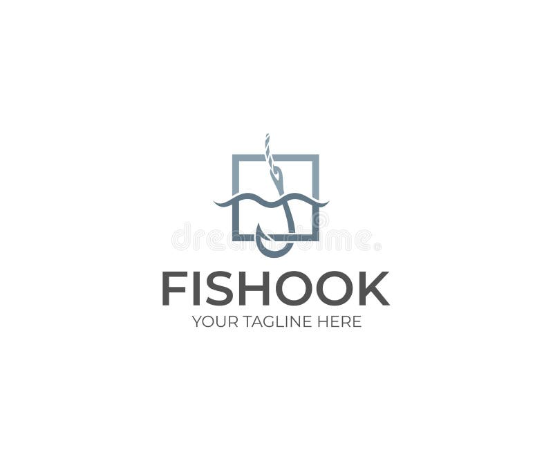 Fischereihaken-Logoschablone Fischereiausrüstungsvektordesign lizenzfreie abbildung