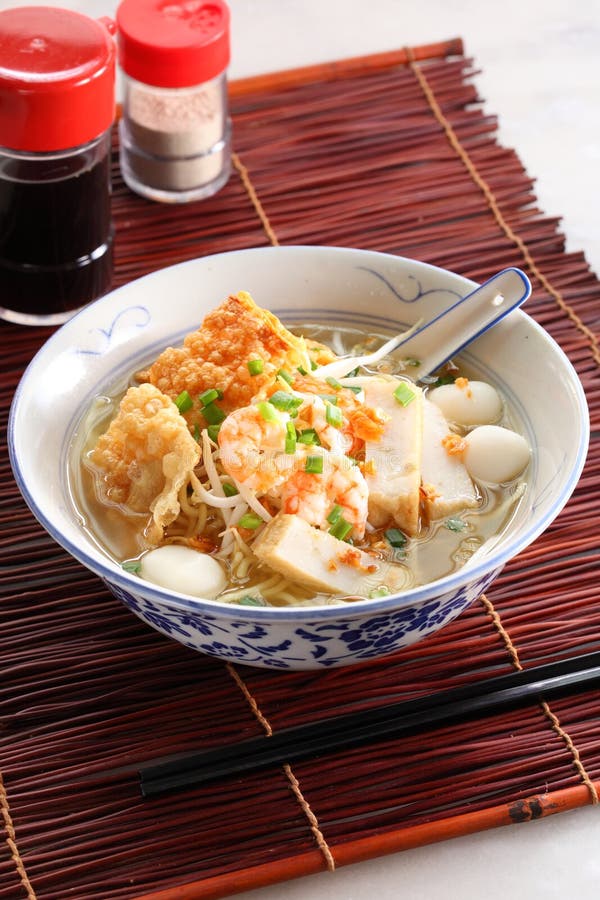 Fish ball Noodles stock photo. Image of fried, bowl, balls - 21951774