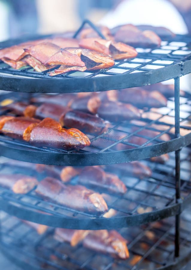 Fish.Barbecue Smoked Fish on Catering Stock Image Image of delicious
