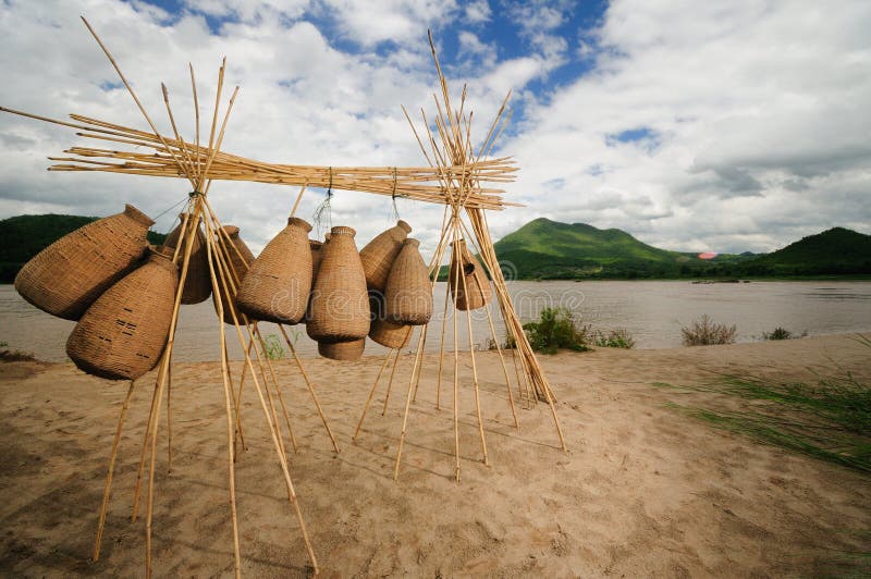 Fish basket royalty free stock photos