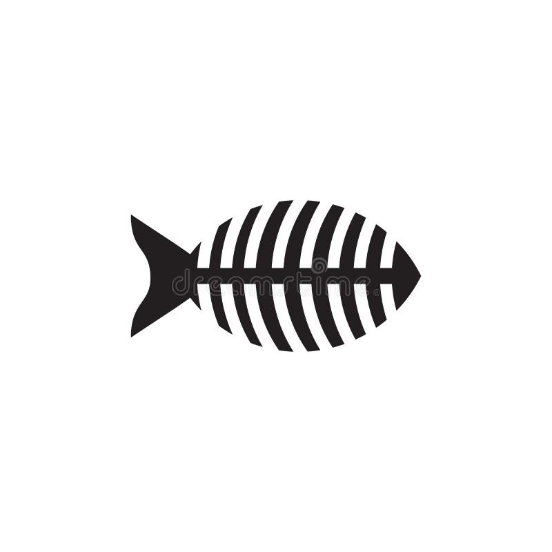 Fish Bone Icon Logo Design Template Stock Vector Illustration of simple, mascot 224286018