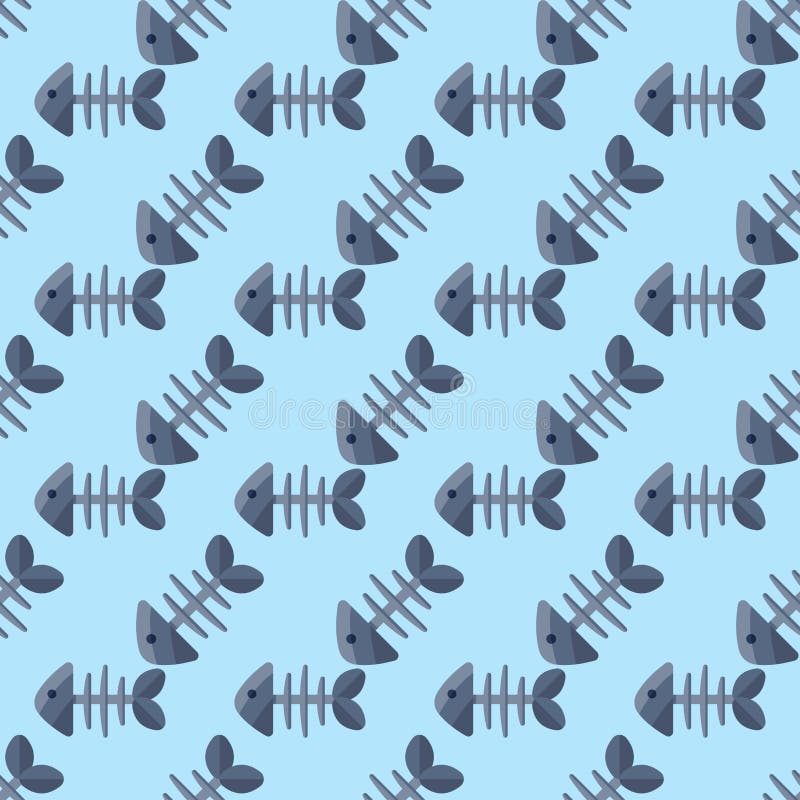 Download Fish Bone Vector Illustration Icon Seamless Pattern Skeleton Icon Fishing Skull Isolated Nature ...