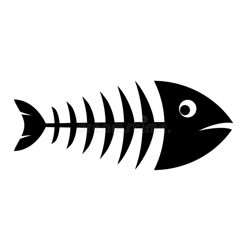 Download Fish Bones Black Silhouette Icon Stock Vector - Illustration of drawing, clip: 111470308